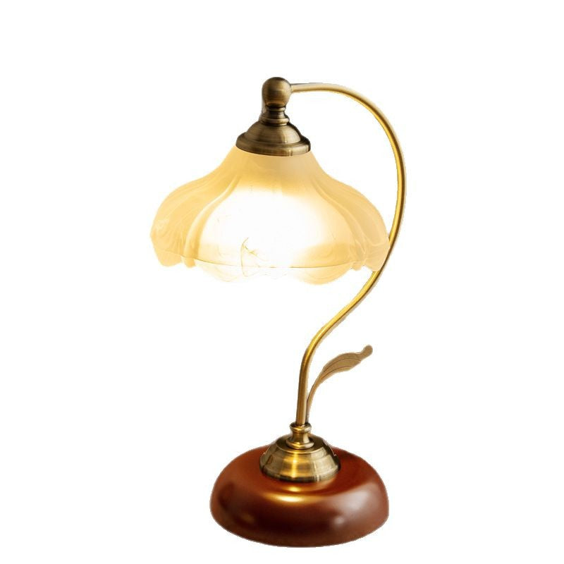 Lotus Shade Table Lamp Metal Base Warm Light