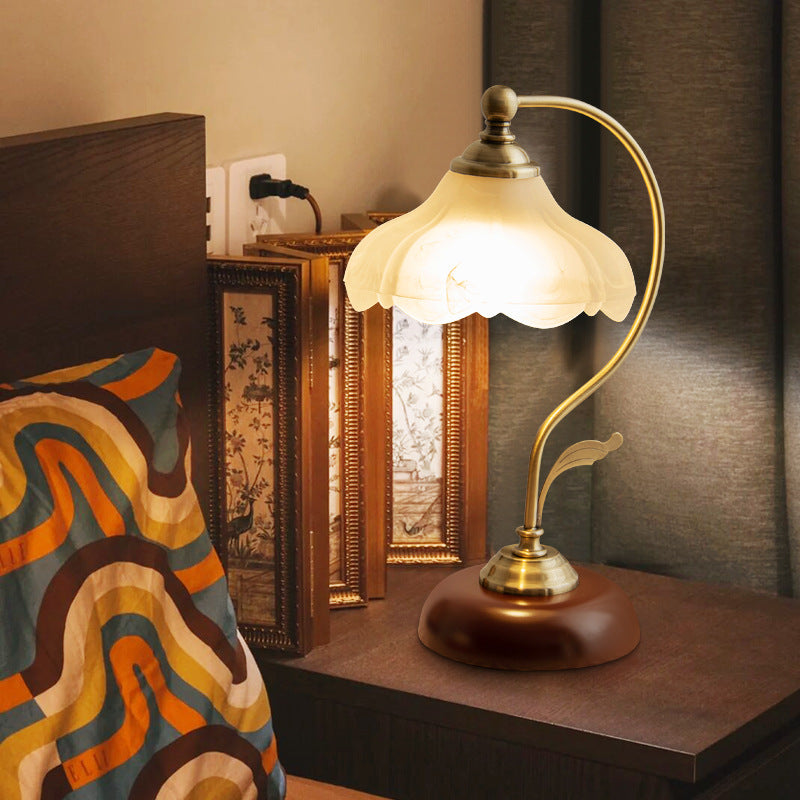 Lotus Shade Table Lamp Metal Base Warm Light