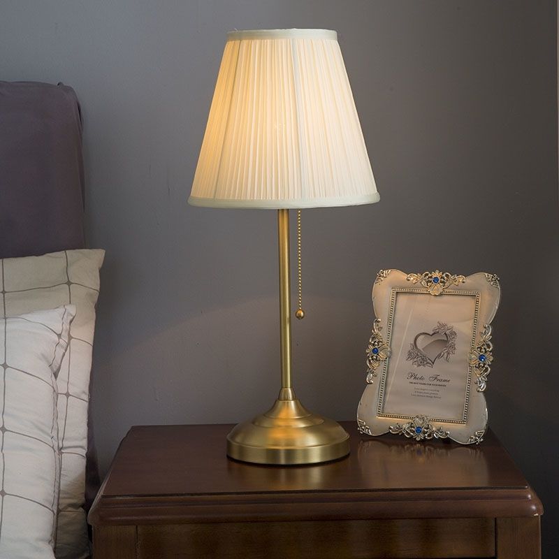 Beige Table Lamp Iron Base Warm LED