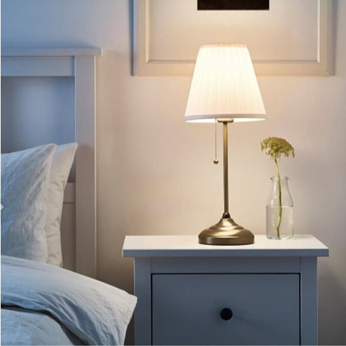 Beige Table Lamp Iron Base Warm LED