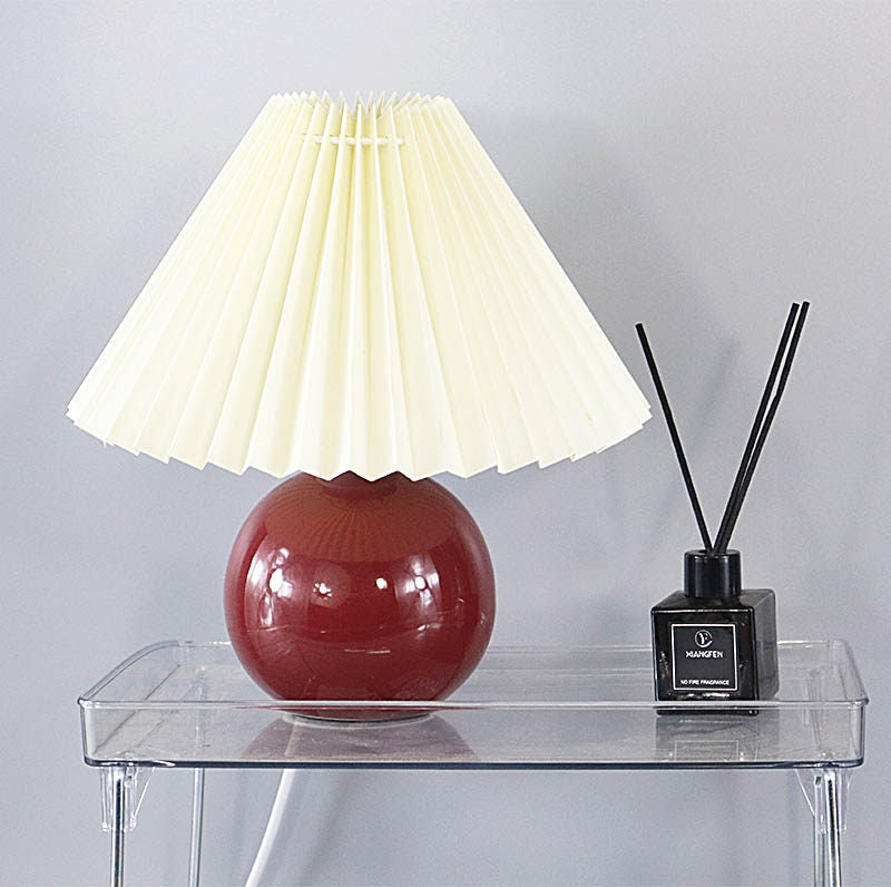 7W Pleated Table Lamp Iron Base 3-Color Remote