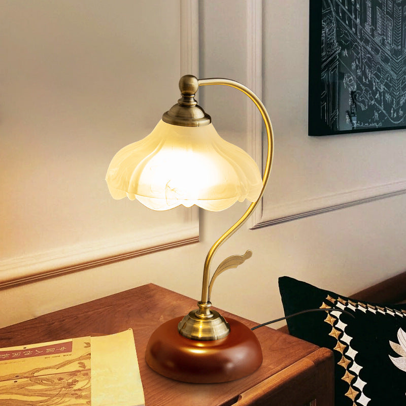 Lotus Shade Table Lamp Metal Base Warm Light