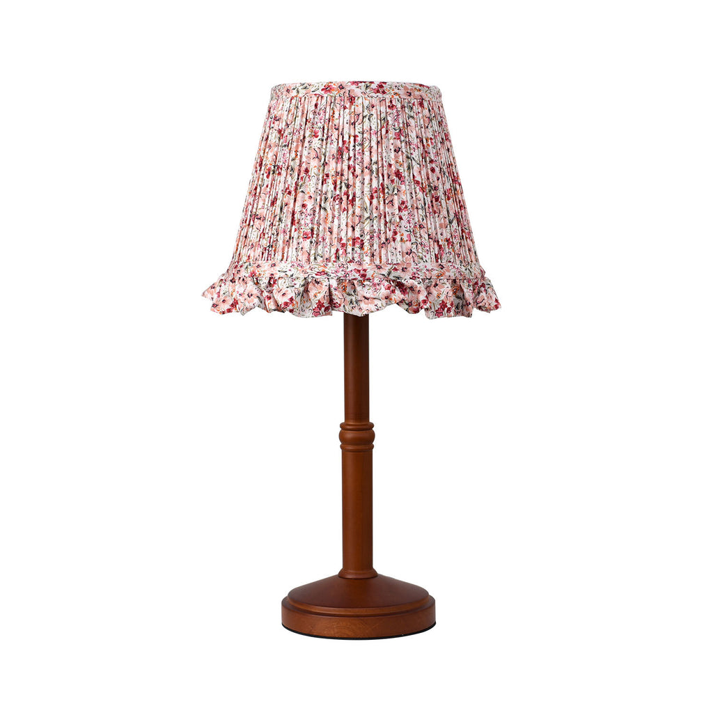 Pink Floral Table Lamp Bamboo Wood Base 12W Warm