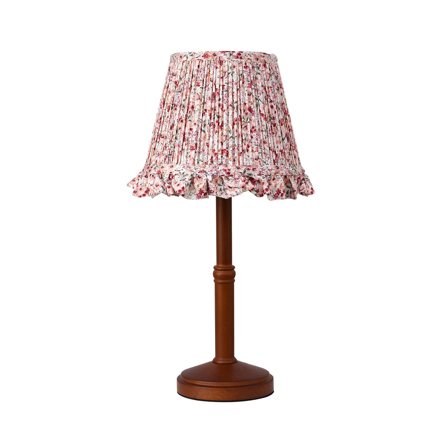 Pink Floral Table Lamp Bamboo Wood Base 12W Warm
