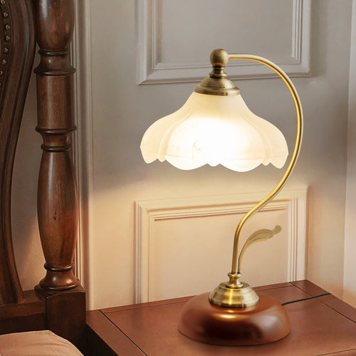Lotus Shade Table Lamp Metal Base Warm Light