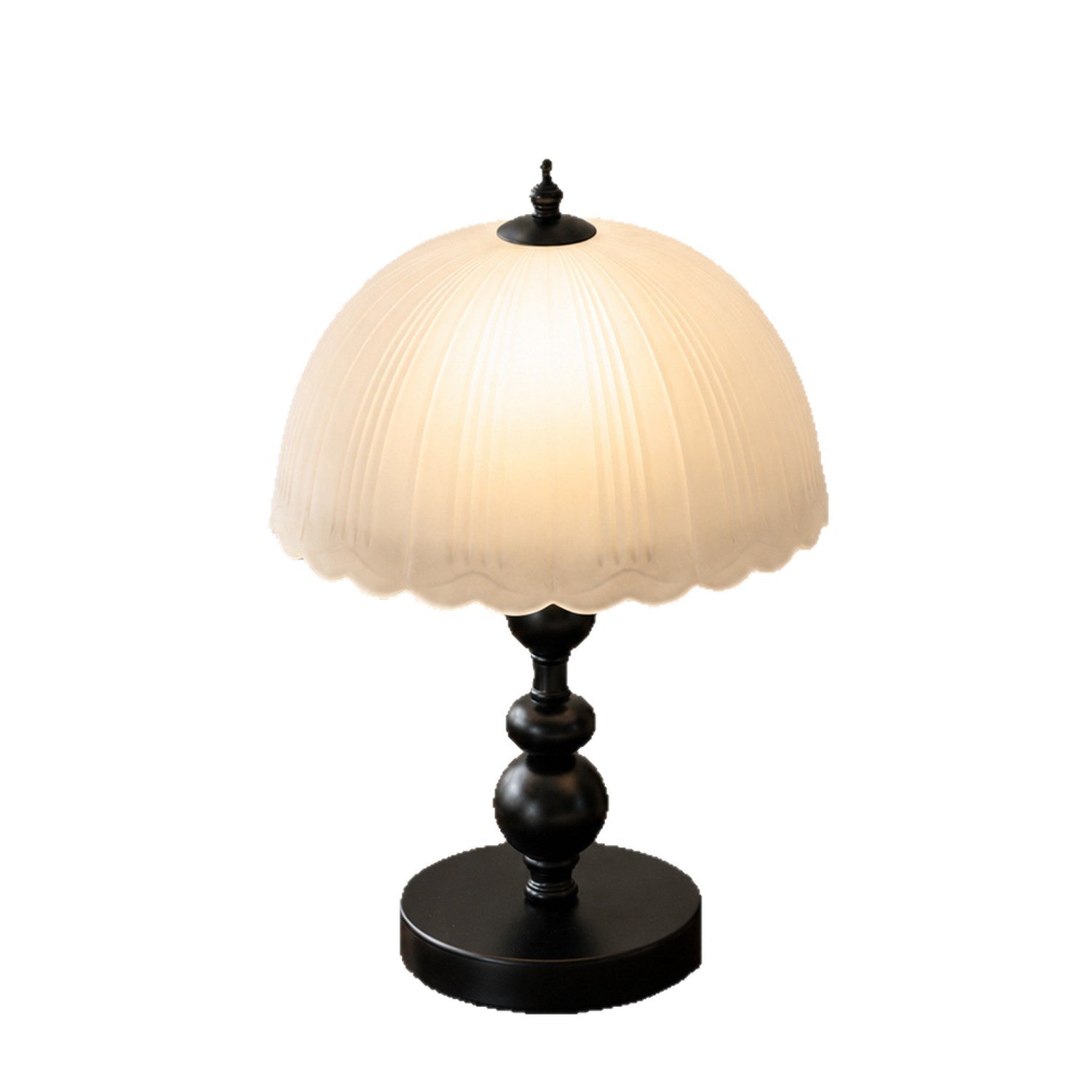 Black Column Table Lamp Frosted Shade Warm Light