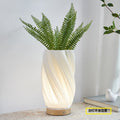 White Twist Vase Table Lamp Bamboo Wood Base