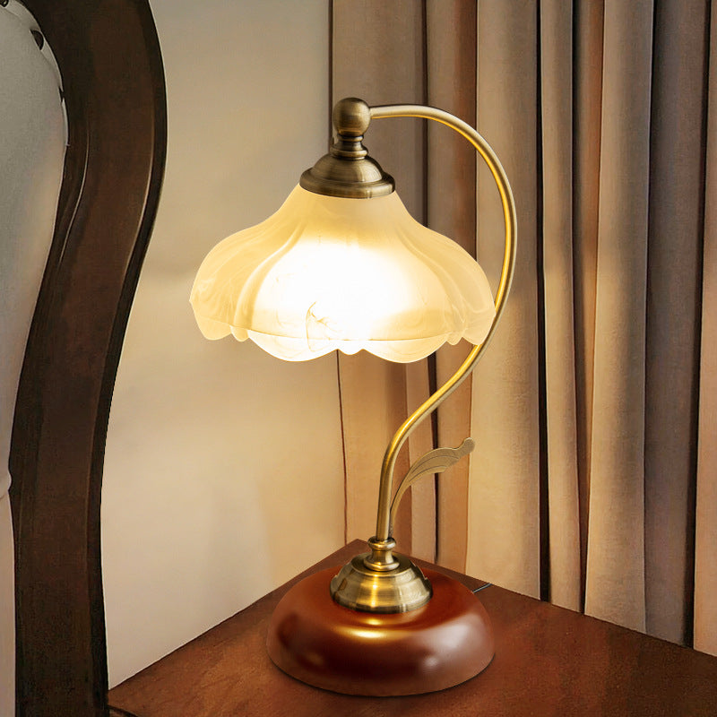 Lotus Shade Table Lamp Metal Base Warm Light
