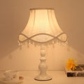 White Fabric Shade Table Lamp Metal Base