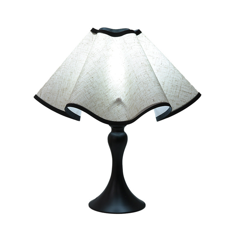 Petal Shade Table Lamp Black Metal Base 7W Warm