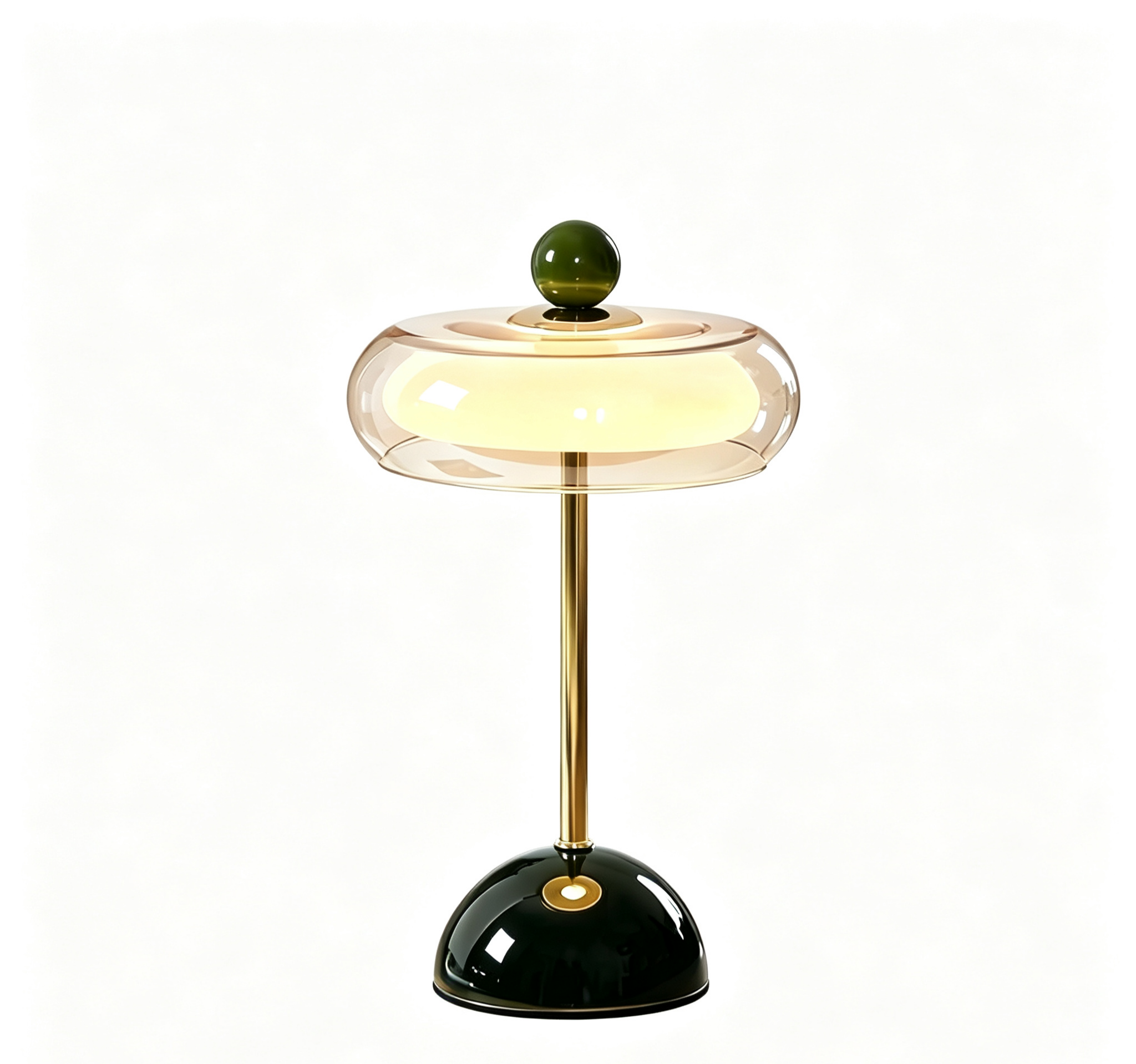 Rechargeable Glass Table Lamp Iron Base 3-Color Touch